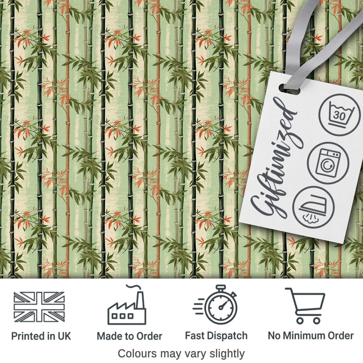 Soft Bamboo Stems with Delicate Leaves Pastel Background Seamless Pattern Digital Print Fabric by the Metre UK Sewing Quilting Textile