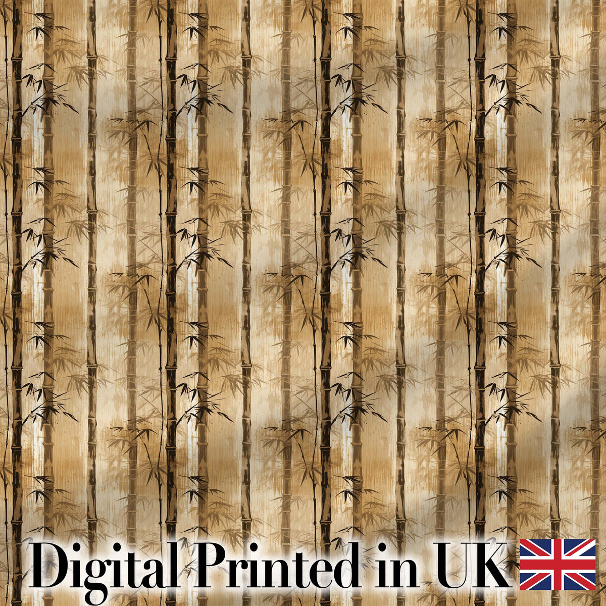 Vintage Sepia Bamboo Forest with Textured Background Seamless Pattern Digital Print Fabric by the Metre UK Sewing Quilting Textile