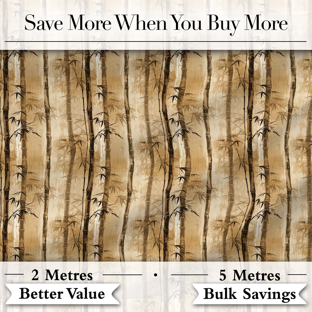 Vintage Sepia Bamboo Forest with Textured Background Seamless Pattern Digital Print Fabric by the Metre UK Sewing Quilting Textile