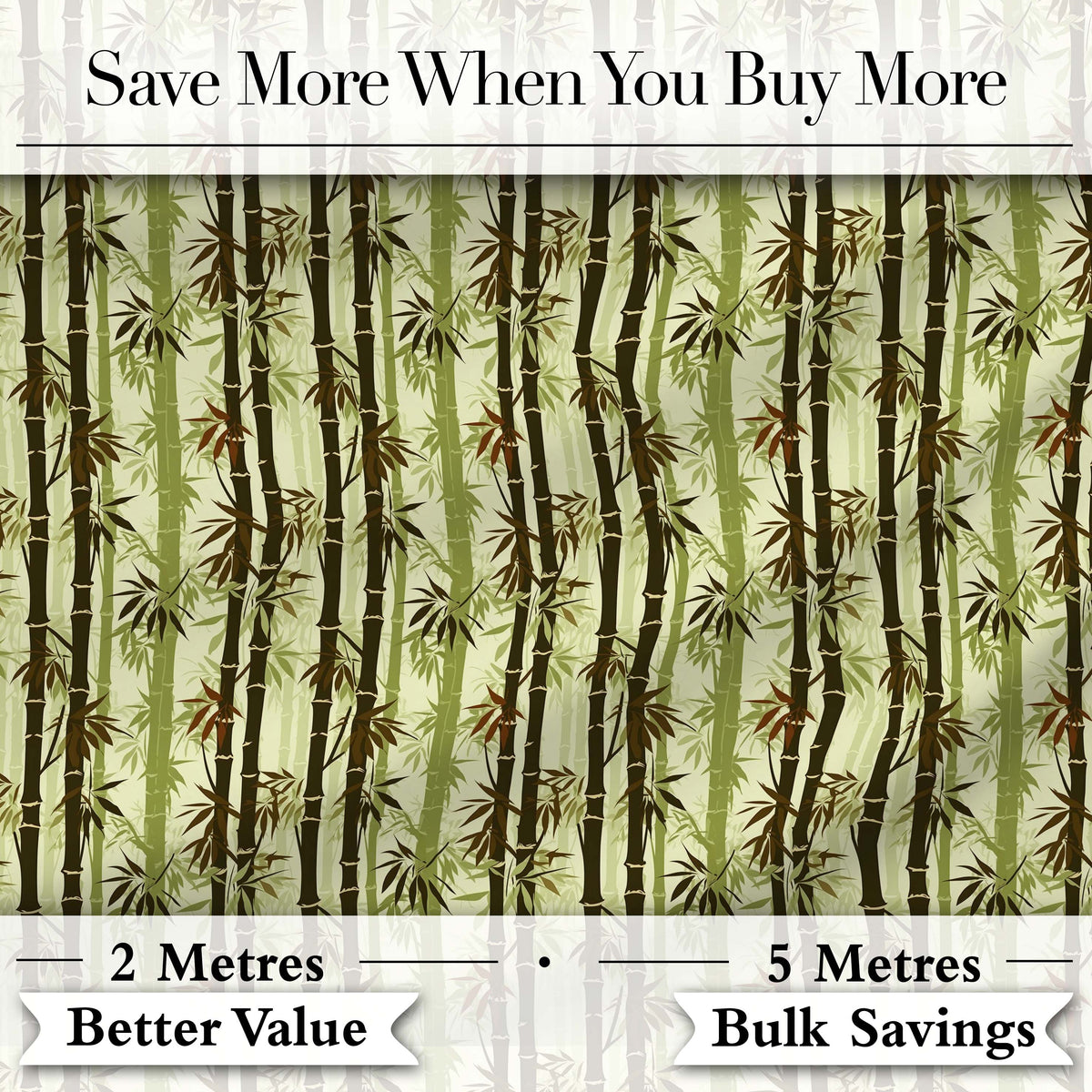 Dark Bamboo Stalks with Layered Leaves Natural Green Seamless Pattern Digital Print Fabric by the Metre UK Sewing Quilting Textile
