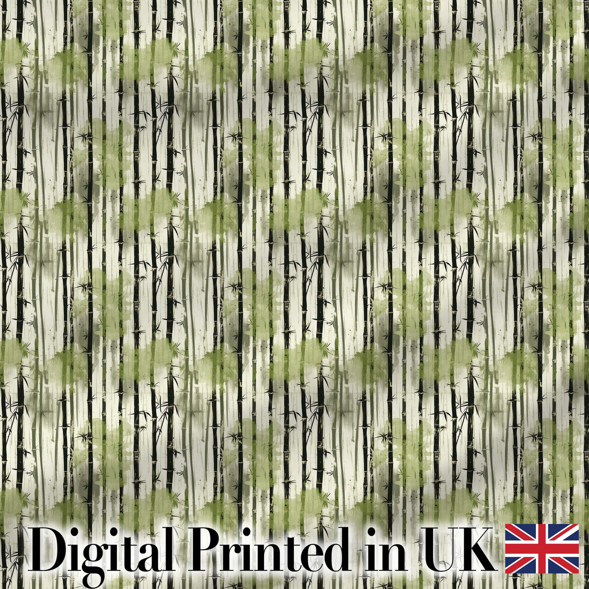 Artistic Bamboo Forest with Ink Style Brush Texture Seamless Pattern Digital Print Fabric by the Metre UK Sewing Quilting Textile