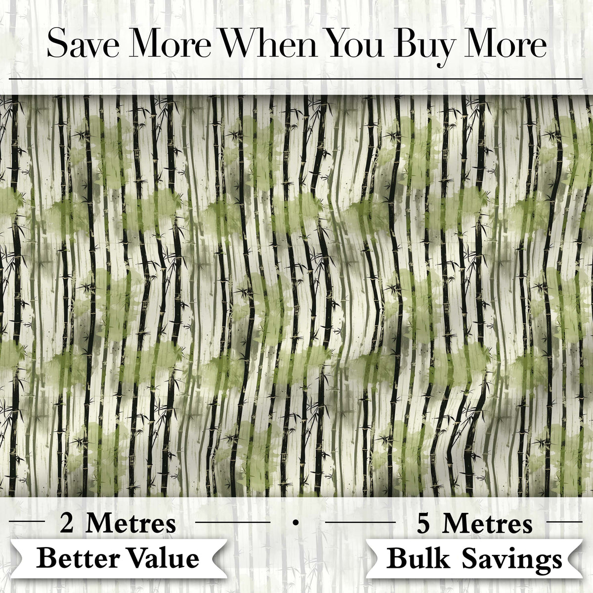 Artistic Bamboo Forest with Ink Style Brush Texture Seamless Pattern Digital Print Fabric by the Metre UK Sewing Quilting Textile