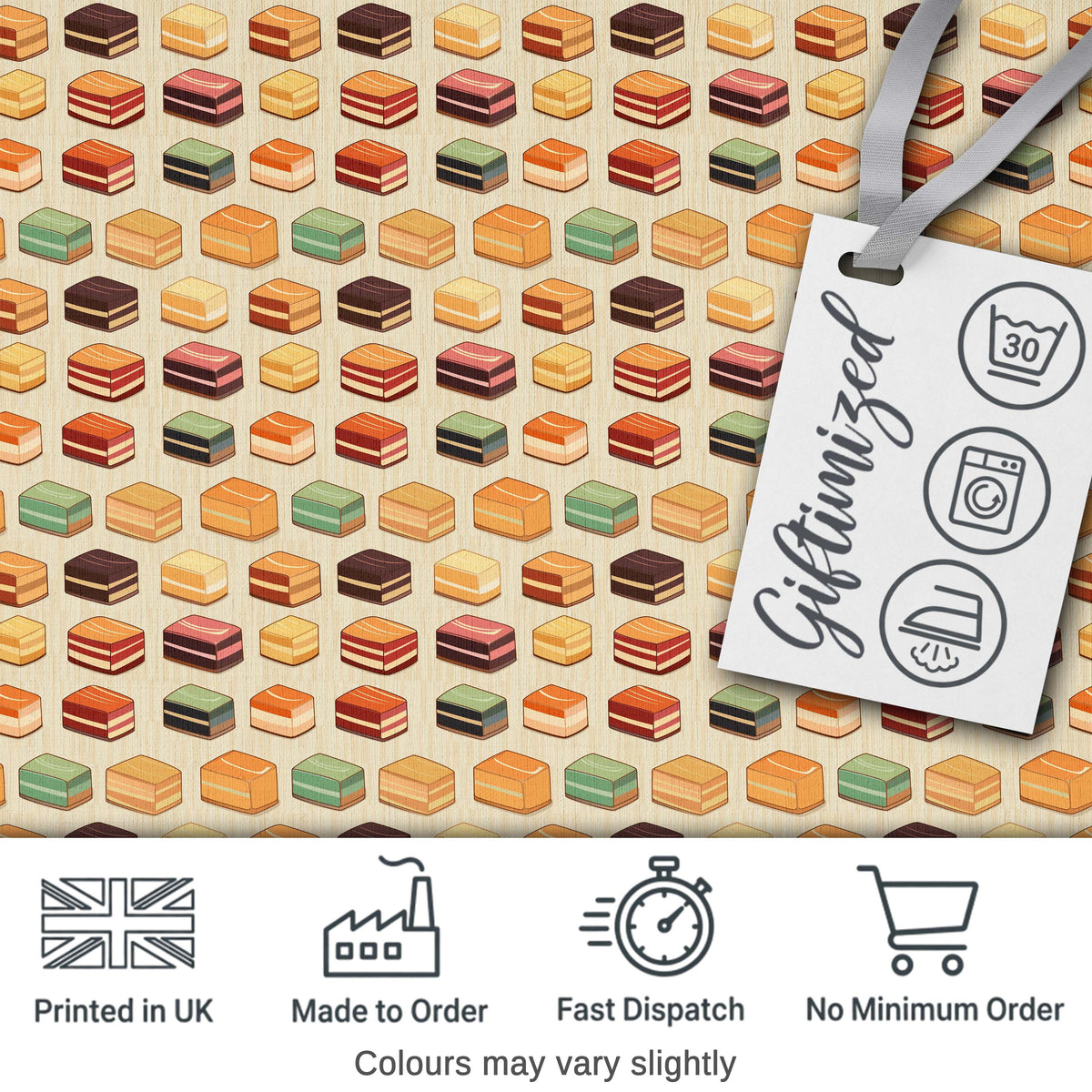 Layered Chocolate Slice Dessert Block Seamless Pattern Digital Print Fabric by the Metre UK Sewing Quilting Textile