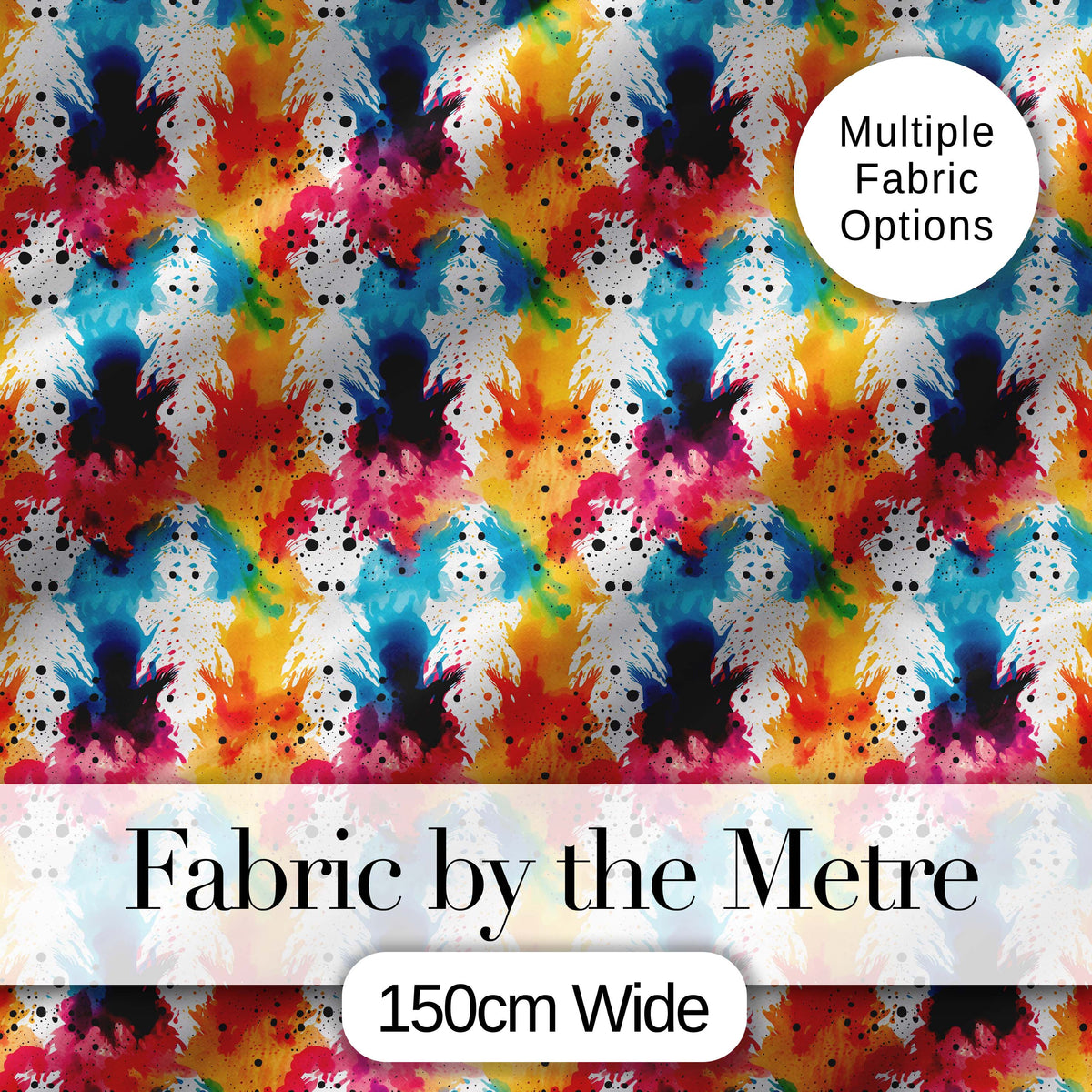 Colorful Paint Splash Abstract Ink Blot Modern Seamless Pattern Digital Print Fabric by the Metre UK Sewing Quilting Textile
