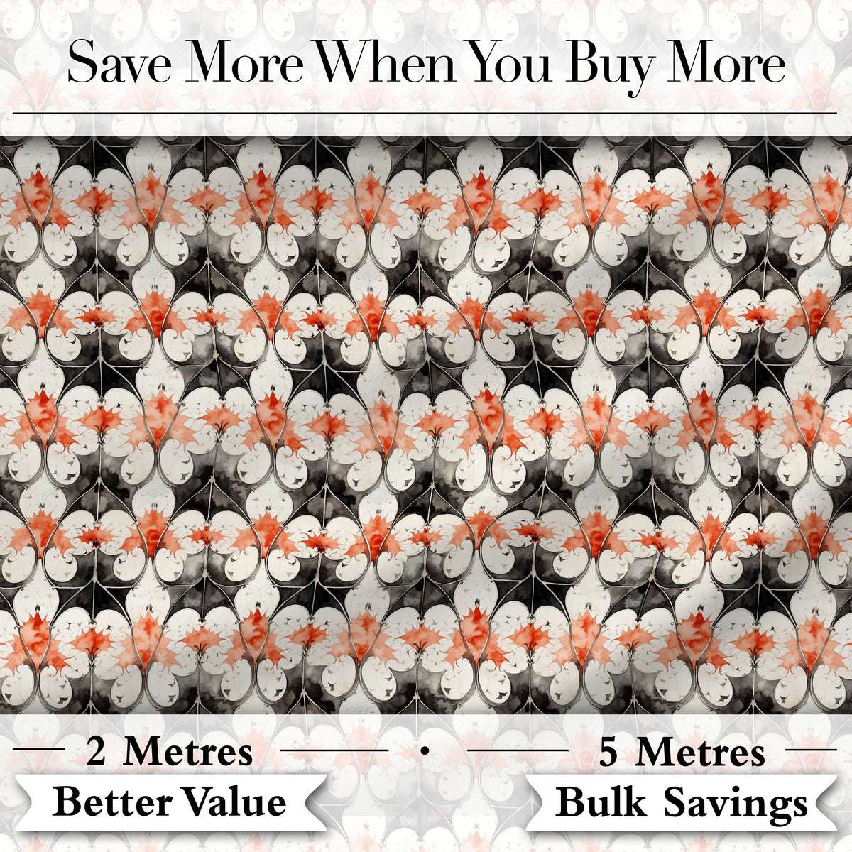 Ornate Floral Tile Pattern with Red Accents Seamless Pattern Digital Print Fabric by the Metre UK Sewing Quilting Textile