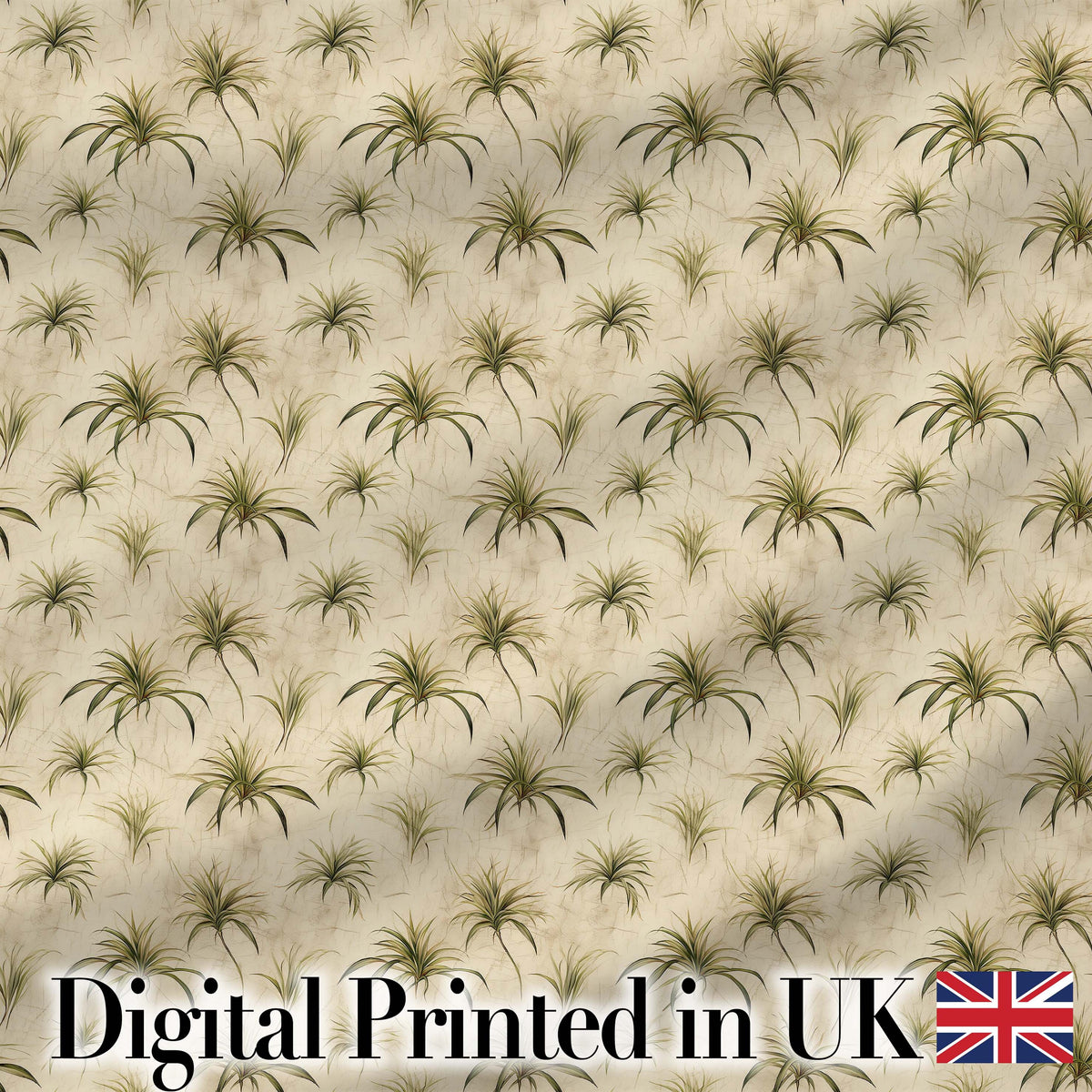 Minimal Beige Air Plant Botanical Seamless Pattern Digital Print Fabric by the Metre UK Sewing Quilting Textile Design