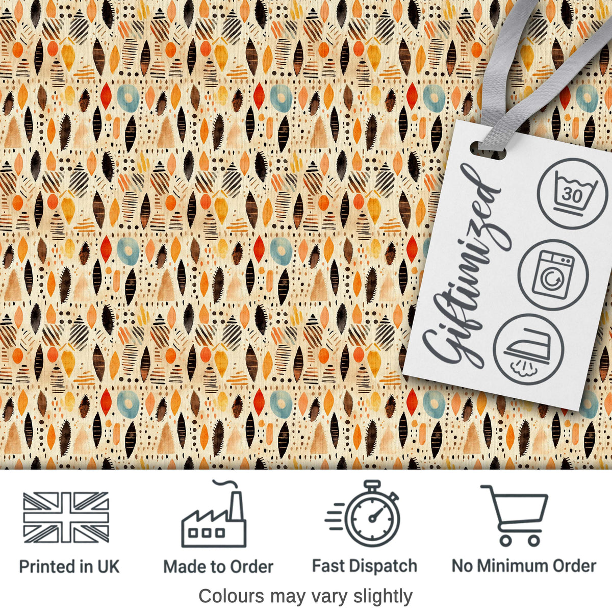 Abstract Organic Shapes Earthy Dots Modern Seamless Pattern Digital Print Fabric by the Metre UK Sewing Quilting Textile Design