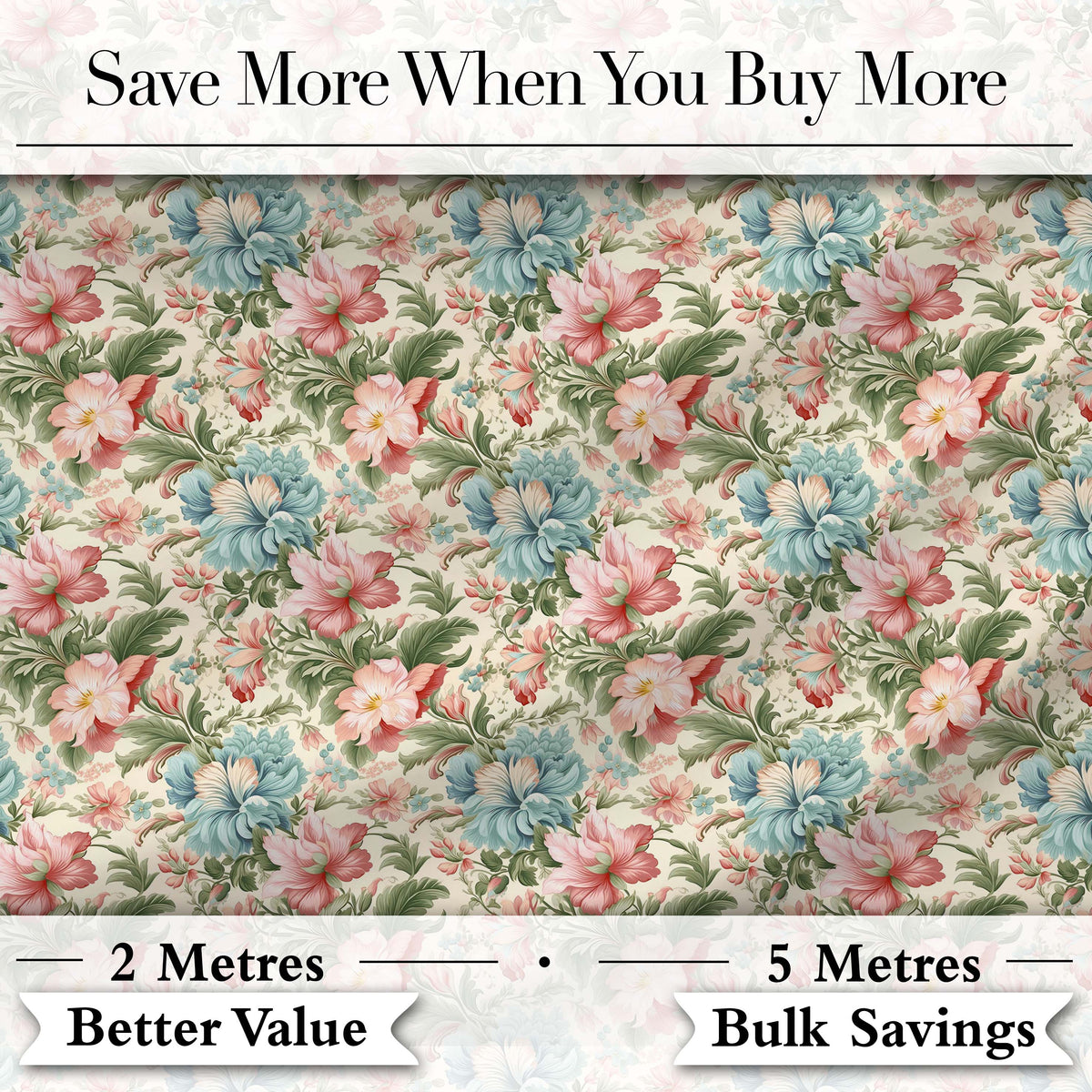 Elegant Vintage Floral Bouquet Garden Seamless Pattern Digital Print Fabric by the Metre UK Sewing Quilting Textile Design