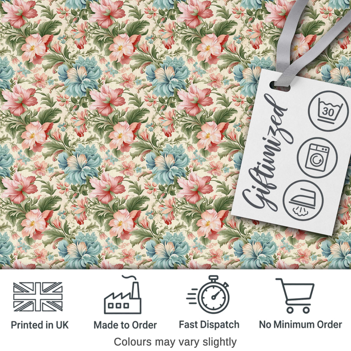 Elegant Vintage Floral Bouquet Garden Seamless Pattern Digital Print Fabric by the Metre UK Sewing Quilting Textile Design