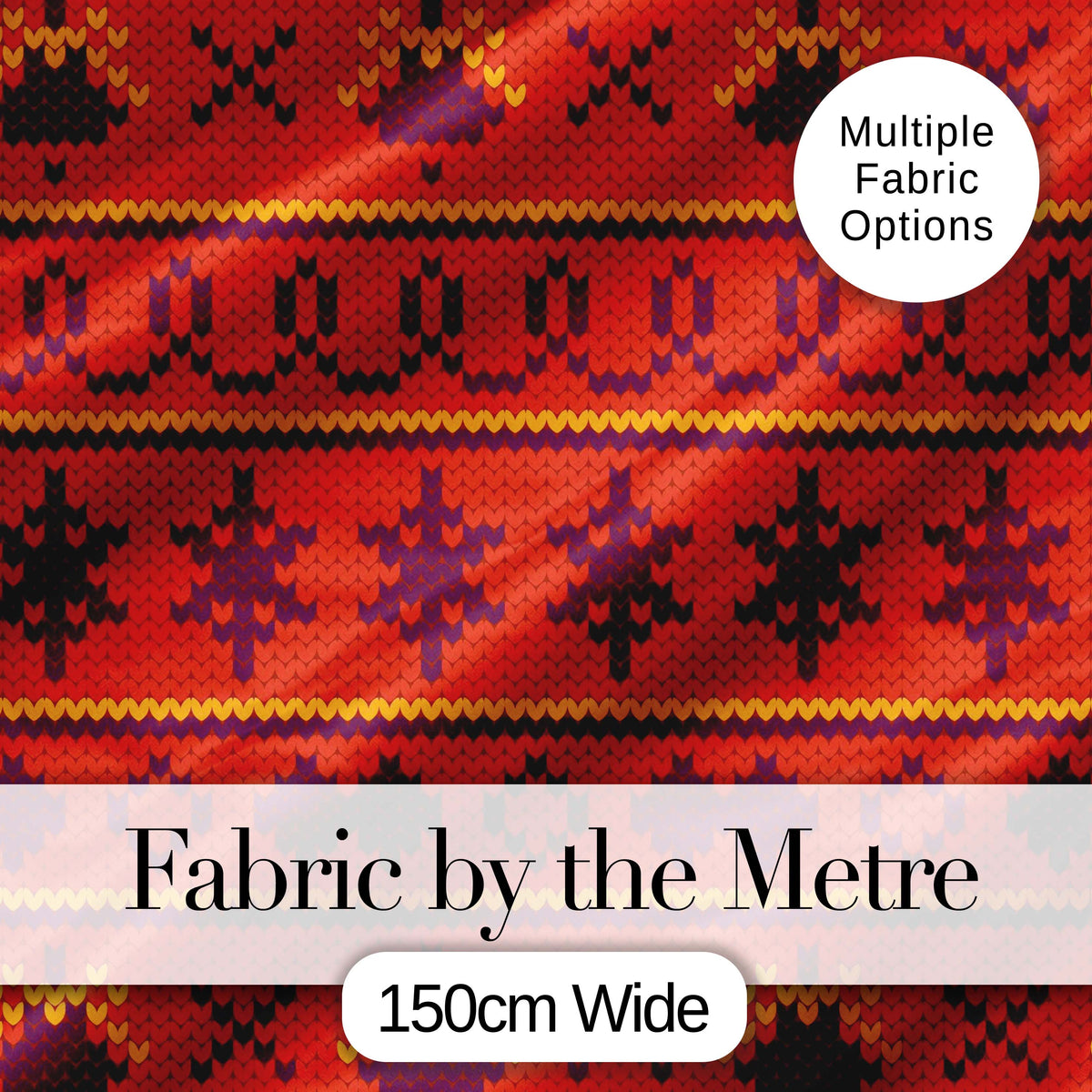 Cute Red Orange Knitted Heart Nordic Warm Festive Seamless Pattern Digital Print Fabric by the Metre UK Sewing Quilting Textile