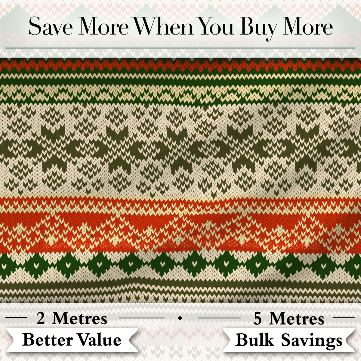 Cute Green Beige Nordic Geometric Winter Knitted Seamless Pattern Digital Print Fabric by the Metre UK Sewing Quilting Textile