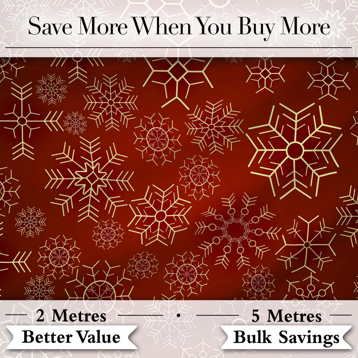 Elegant Gold Snowflake Red Background Christmas Seamless Pattern Digital Print Fabric by the Metre UK Sewing Quilting Textile