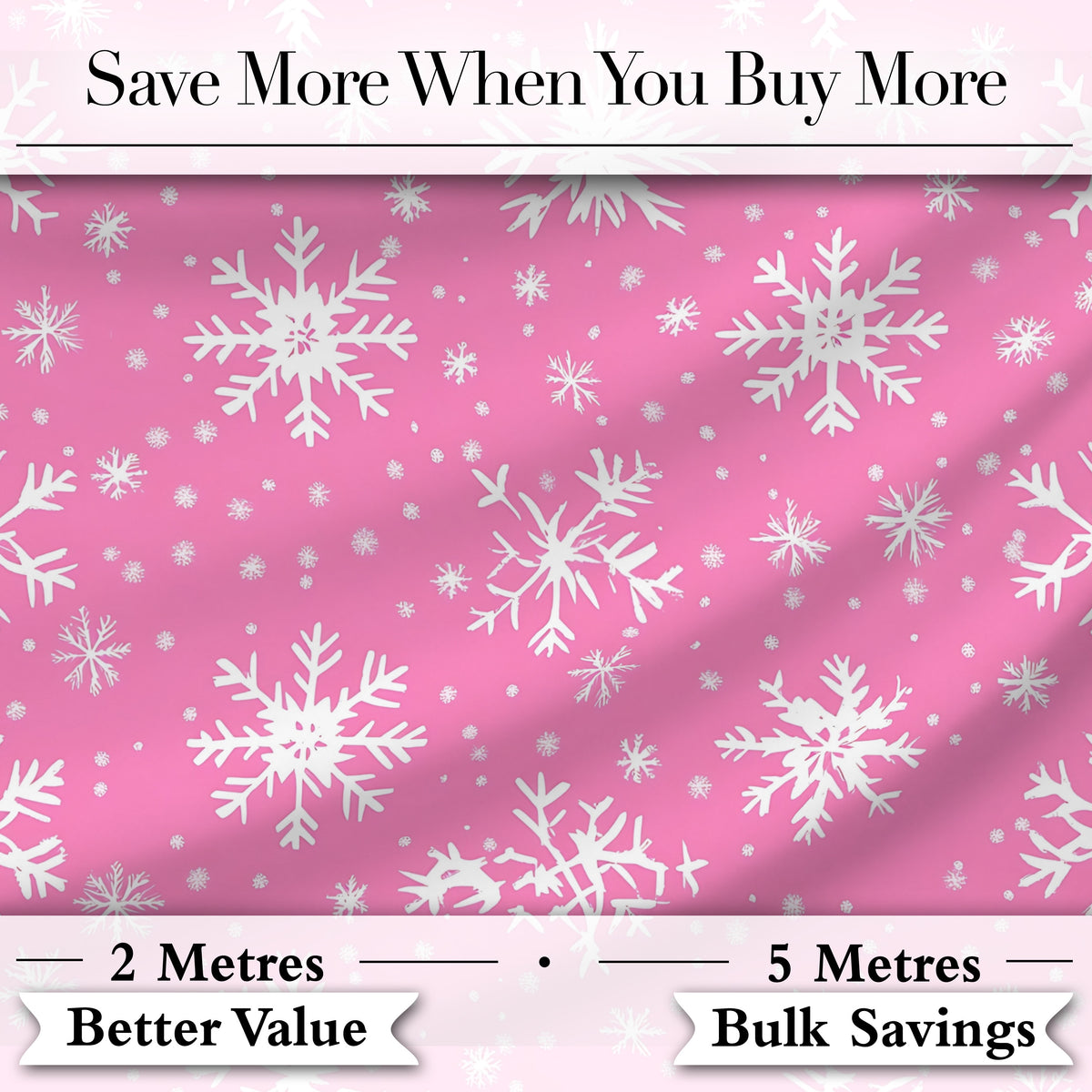 Pink White Snowflake Winter Holiday Seamless Pattern Digital Print Fabric by the Metre UK Sewing Quilting Textile