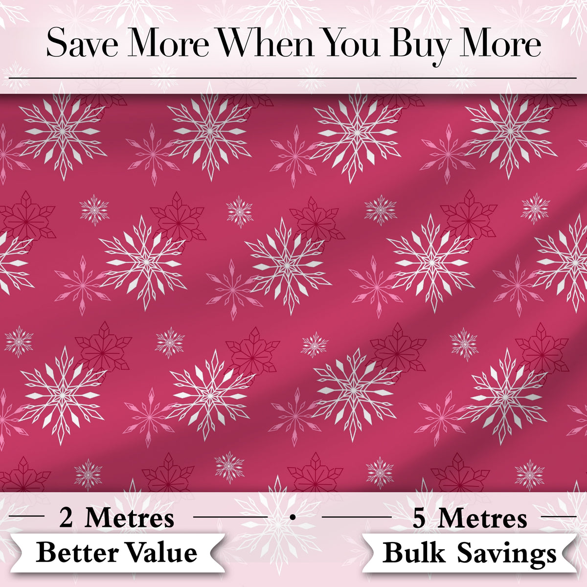 Elegant Red Snowflake Winter Holiday Seamless Pattern Digital Print Fabric by the Metre UK Sewing Quilting Textile