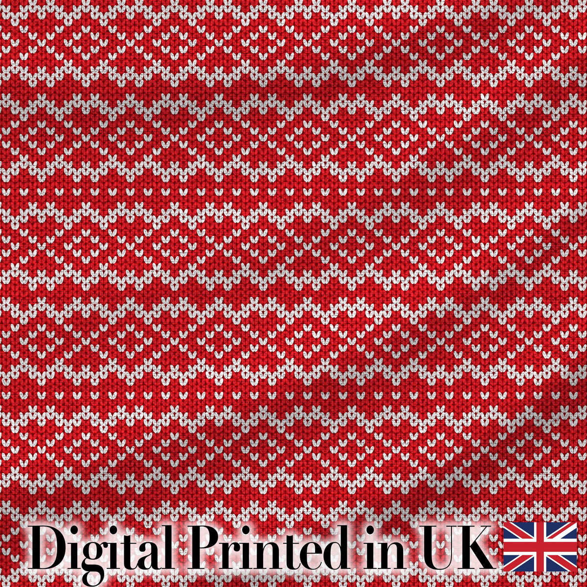 Red White Nordic Knit Snowflake Chevron Pattern Christmas Sweater StyleDigital Print Fabric by the Metre UK Sewing Quilting Textile