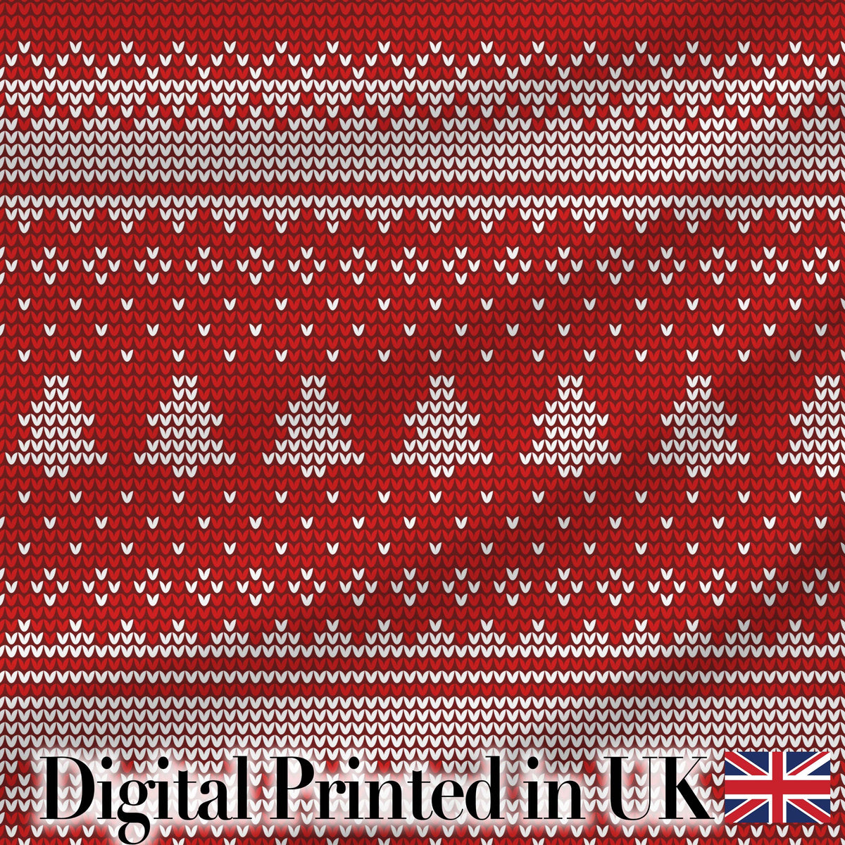 Classic Red White Nordic Knit Snowflake Stripe Pattern Seamless Festive Digital Print Fabric by the Metre UK Sewing Quilting Textile