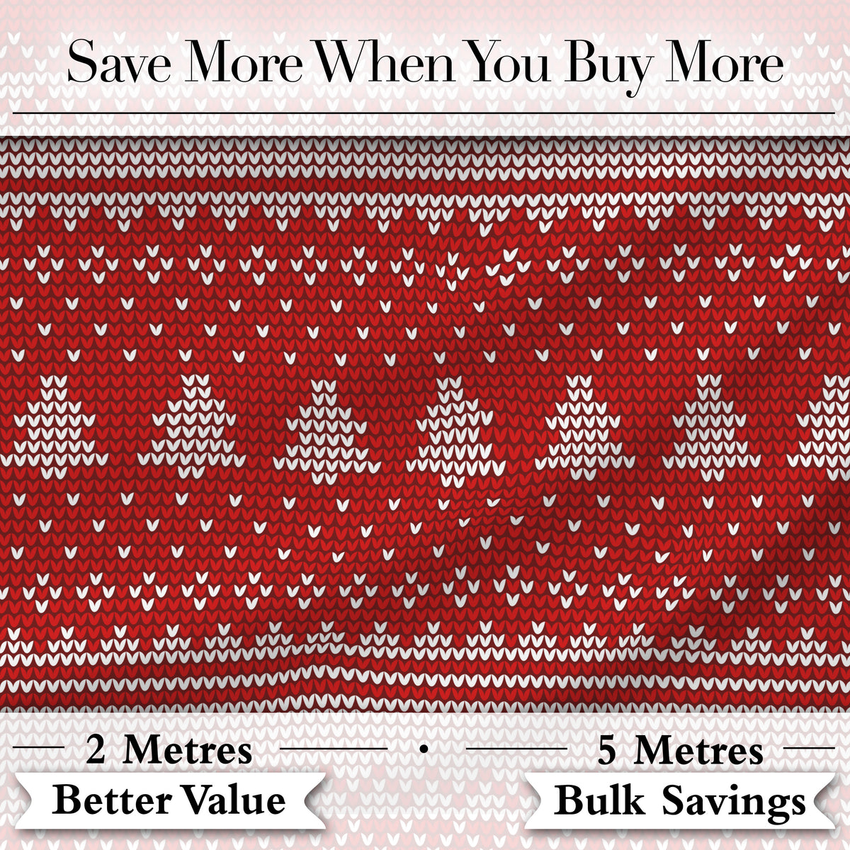 Classic Red White Nordic Knit Snowflake Stripe Pattern Seamless Festive Digital Print Fabric by the Metre UK Sewing Quilting Textile