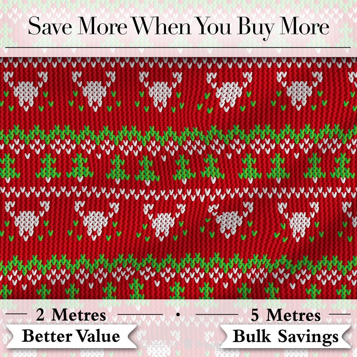 Festive Heart Christmas Tree Knit Pattern Red Green White Nordic Textile Digital Print Fabric by the Metre UK Sewing Quilting Textile