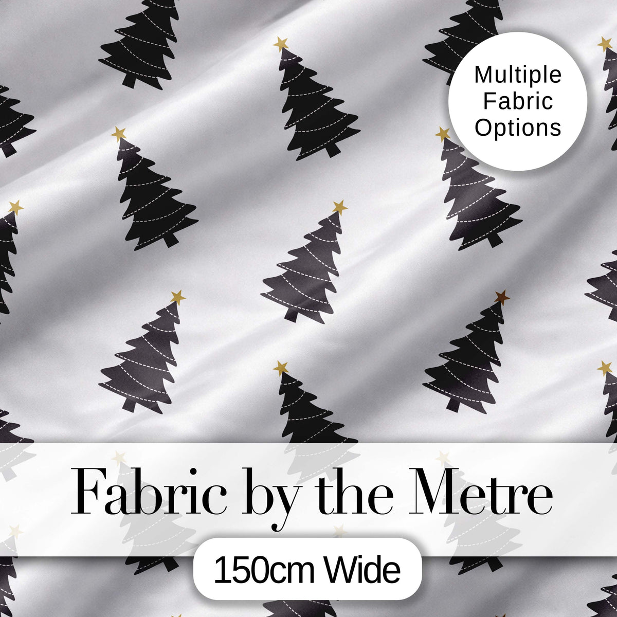 Minimal Christmas Tree Pattern Grey Background Simple Holiday Seamless Modern Digital Print Fabric by the Metre UK Sewing Quilting Textile