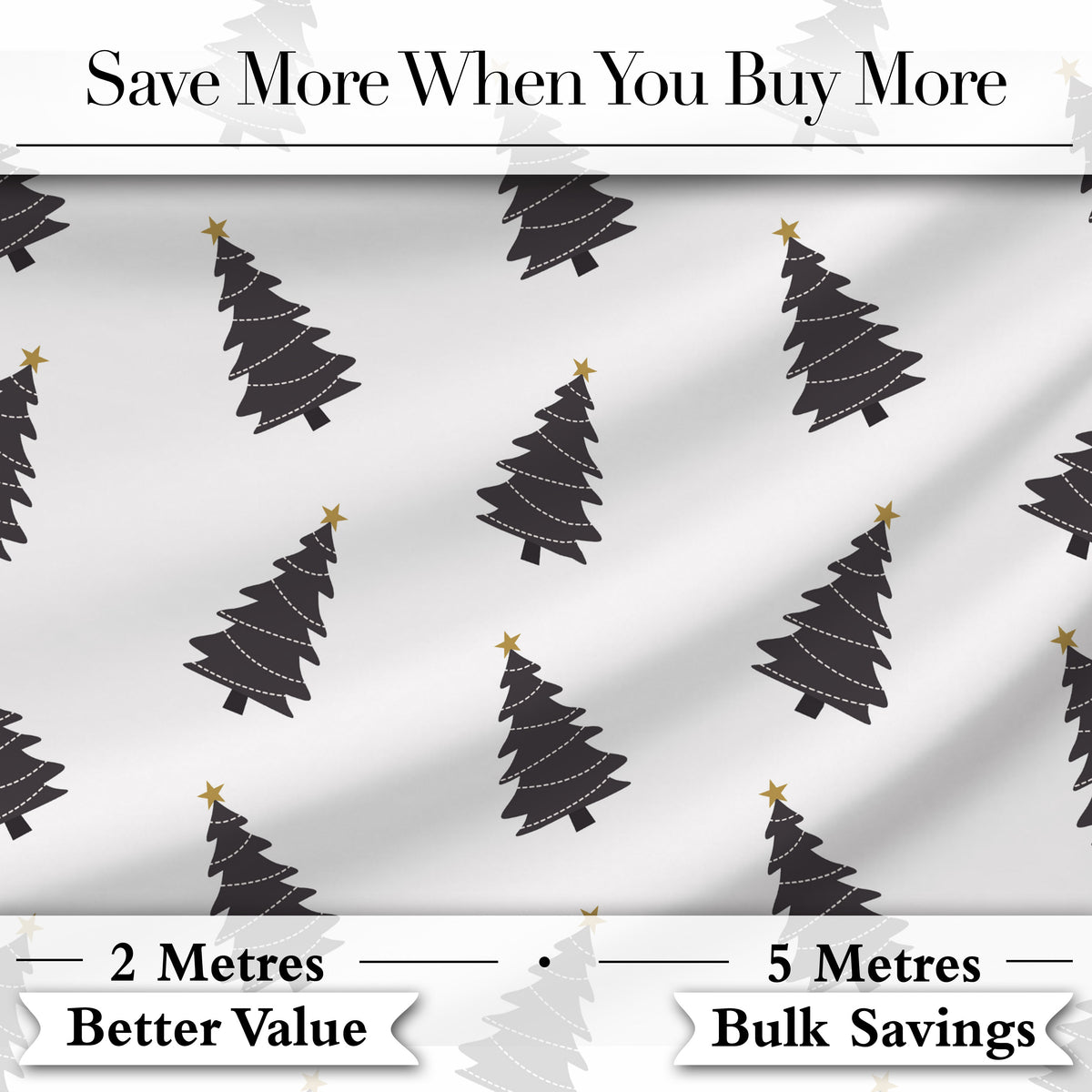 Minimal Christmas Tree Pattern Grey Background Simple Holiday Seamless Modern Digital Print Fabric by the Metre UK Sewing Quilting Textile