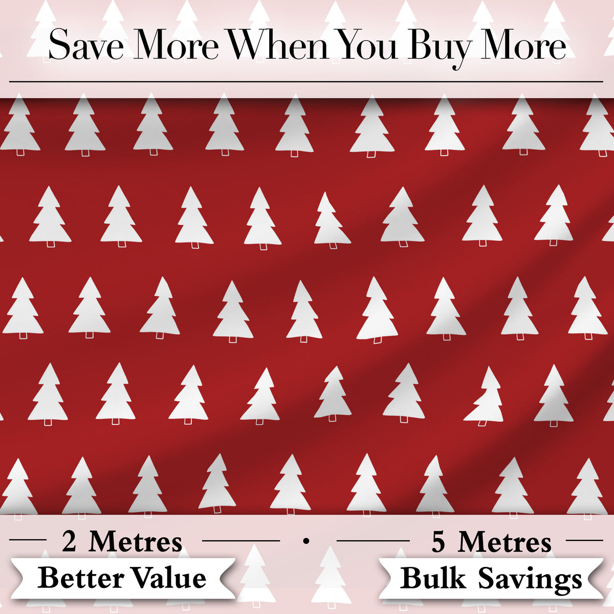 Minimal White Christmas Trees on Red Background Simple Holiday Seamless Pattern Digital Print Fabric by the Metre UK Sewing Quilting Textile