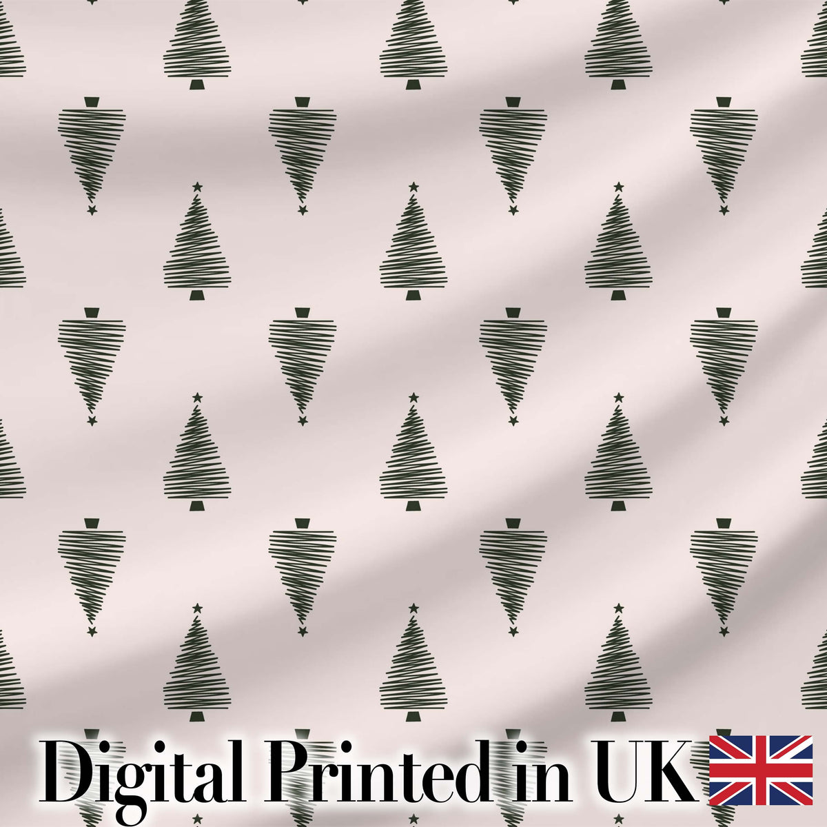 Minimal Line Christmas Trees Modern Scandinavian Seamless Pattern Digital Print Fabric by the Metre UK Sewing Quilting Textile