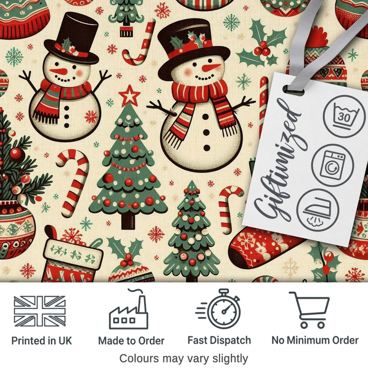 Christmas Tree Star Gift Ornament Holiday Seamless Pattern Digital Print Fabric by the Metre UK Sewing Quilting Textile