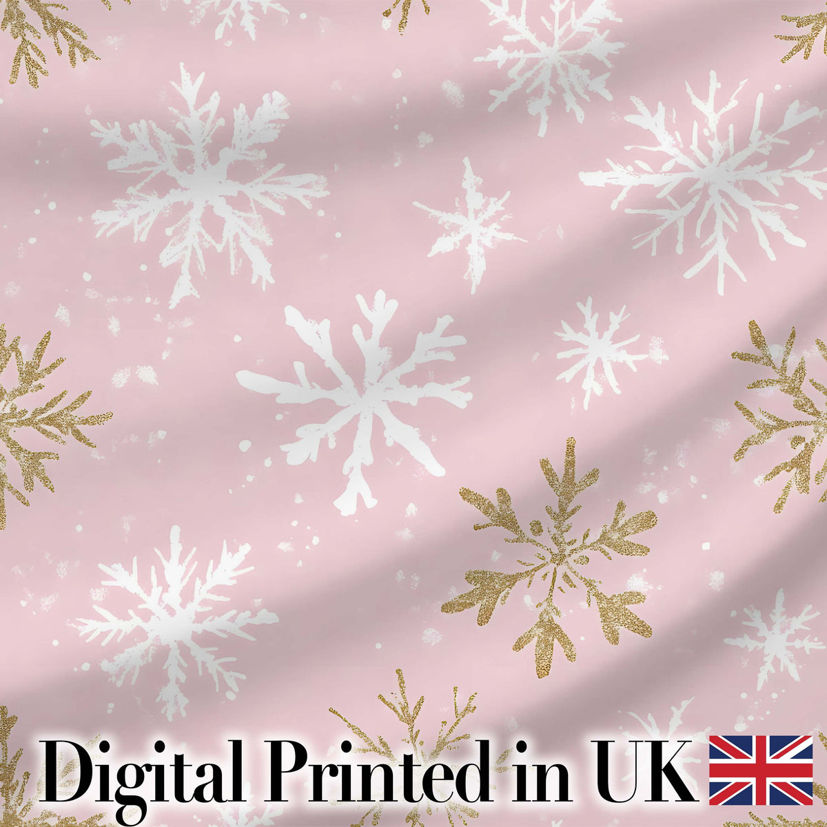Soft Pink Snowflake Winter Holiday Seamless Pattern Digital Print Fabric by the Metre UK Sewing Quilting Textile