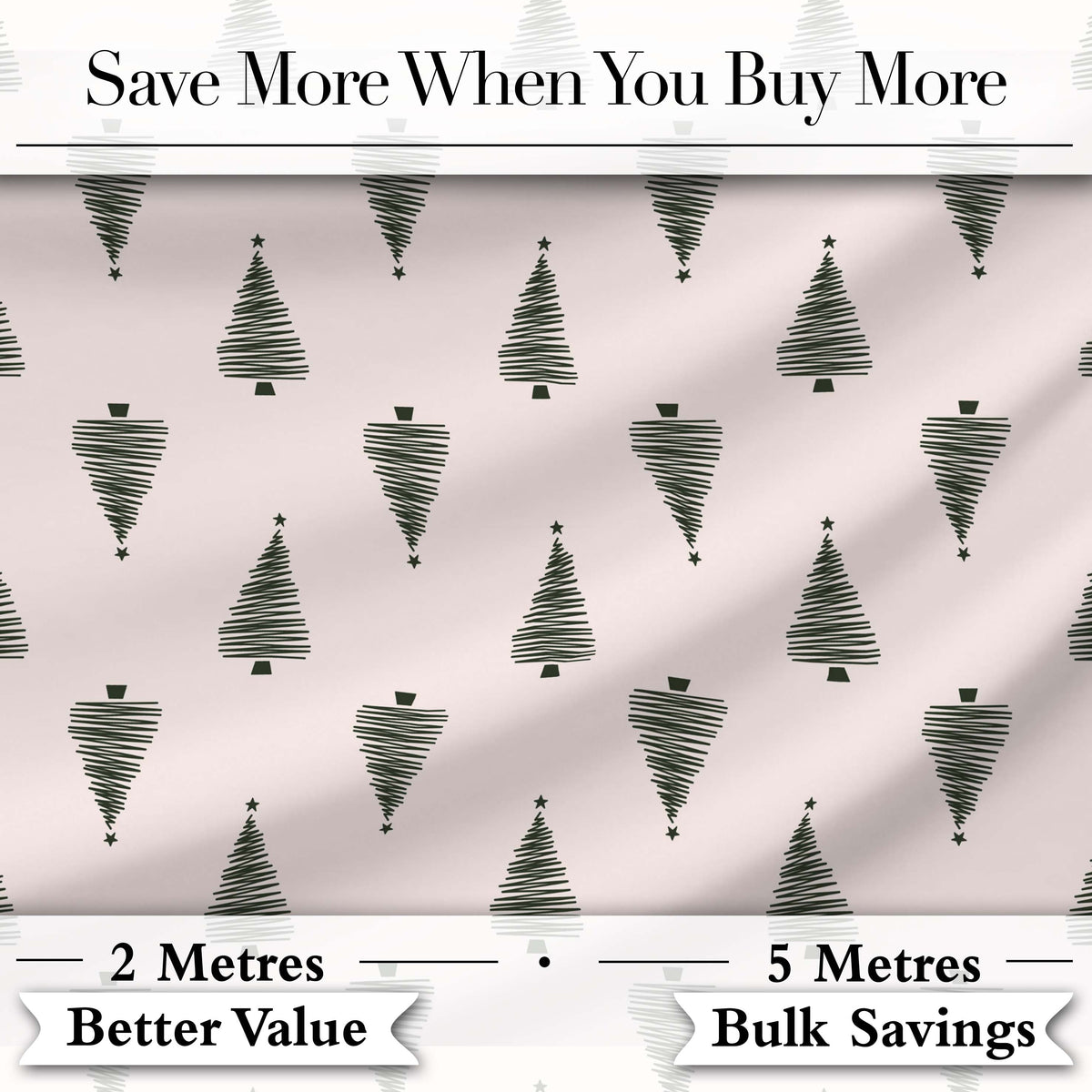 Minimal Line Christmas Trees Modern Scandinavian Seamless Pattern Digital Print Fabric by the Metre UK Sewing Quilting Textile