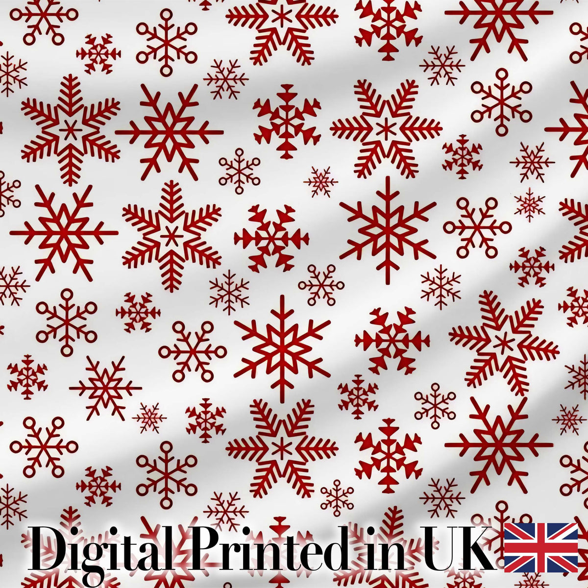 Red Snowflake Winter Holiday Minimal Seamless Pattern Digital Print Fabric by the Metre UK Sewing Quilting Textile