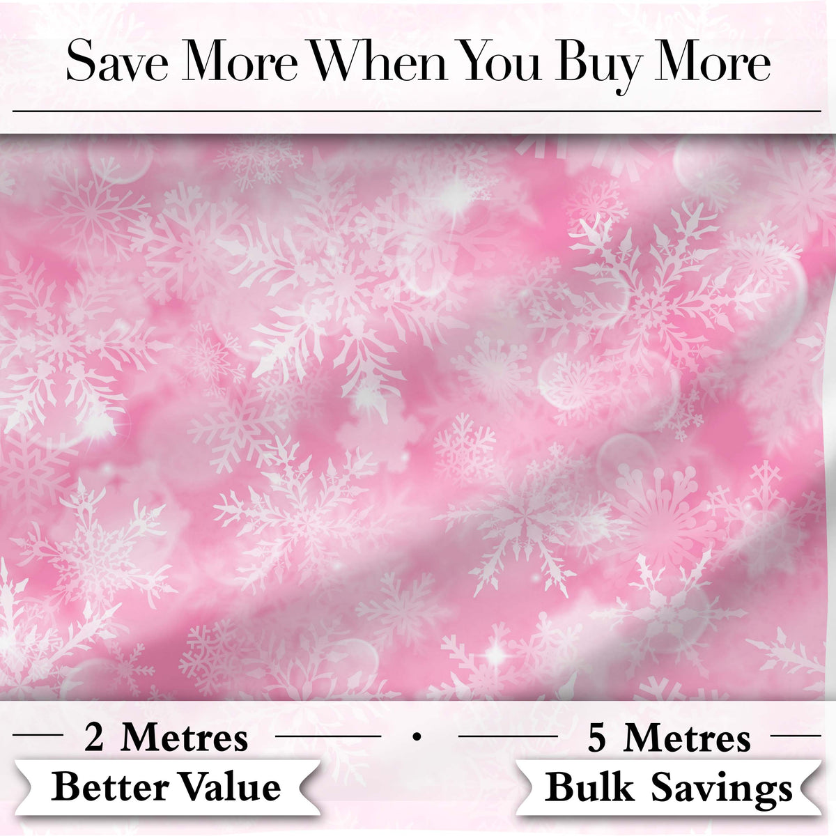 Soft Pink Winter Snowflakes Dreamy Glow Seamless Pattern Digital Print Fabric by the Metre UK Sewing Quilting Textile
