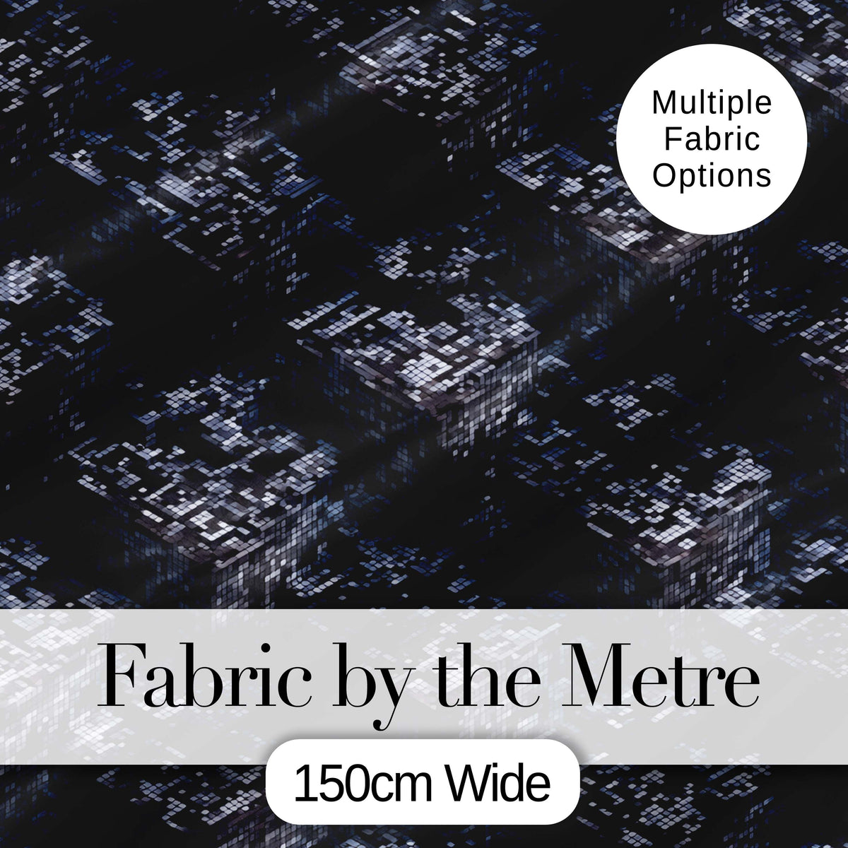 Dark Futuristic Cube Abstract Geometric Seamless Pattern Digital Print Fabric by the Metre UK Sewing Quilting Textile