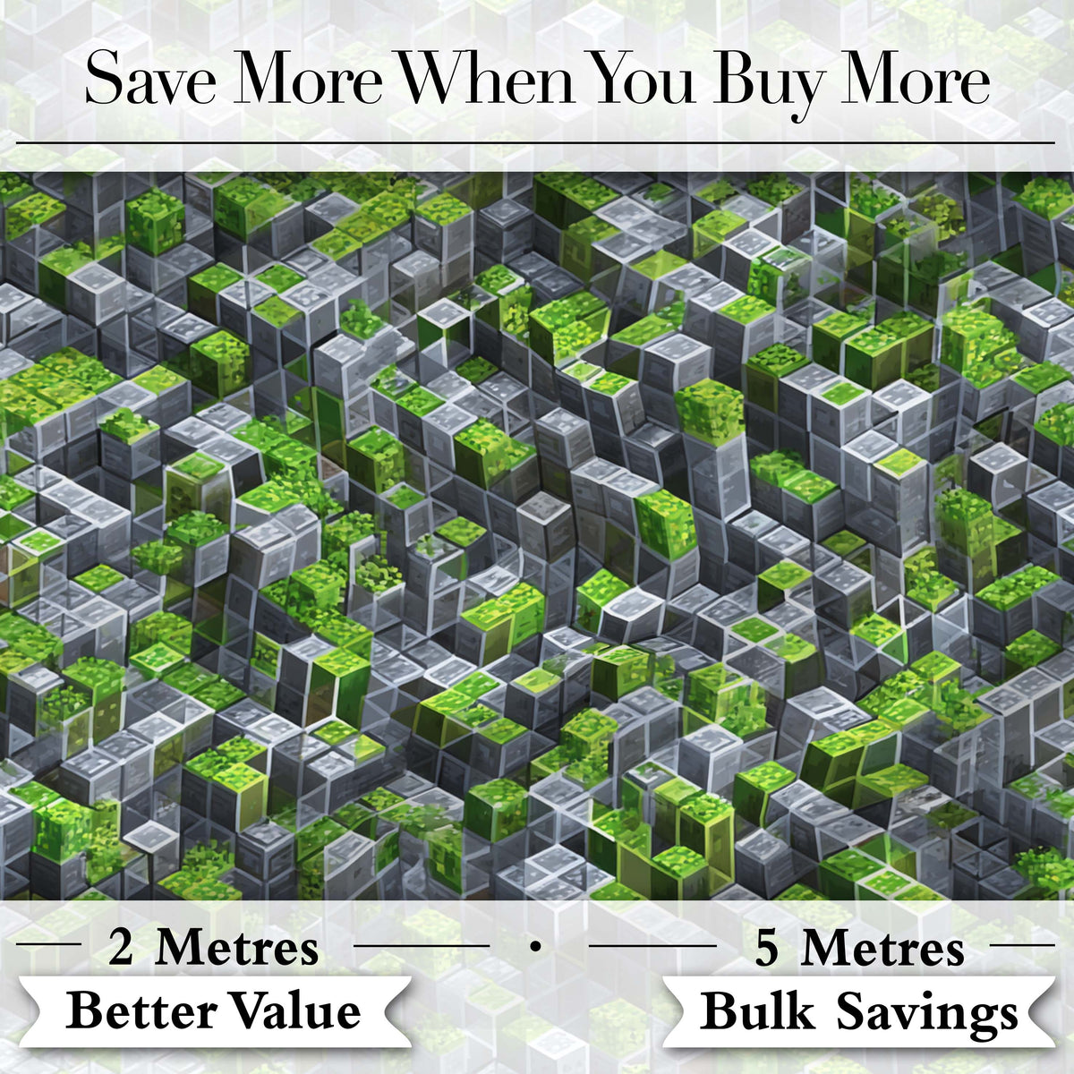 Green Glass Cube Abstract Futuristic Seamless Pattern Digital Print Fabric by the Metre UK Sewing Quilting Textile