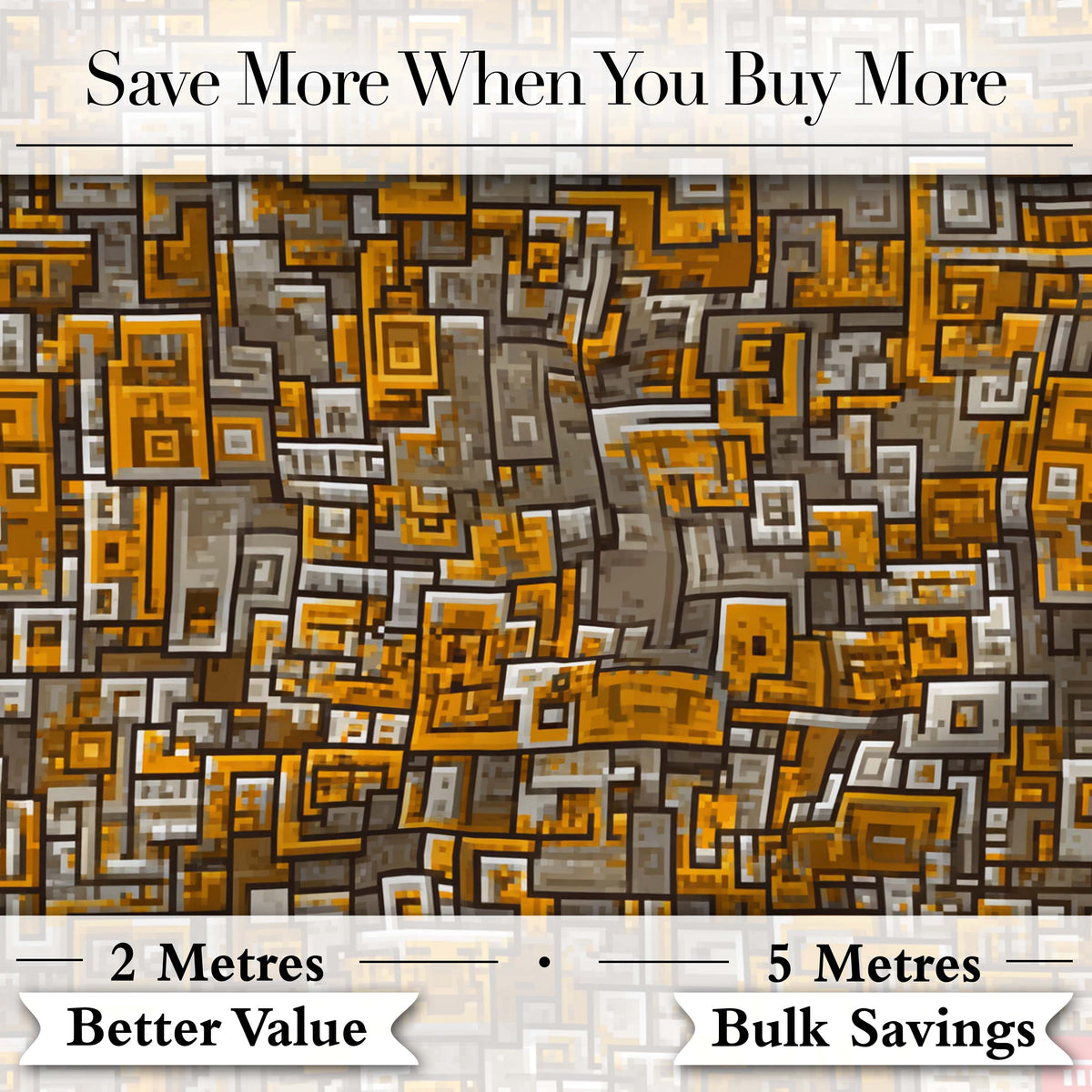 Orange Grey Geometric Maze Abstract Seamless Pattern Digital Print Fabric by the Metre UK Sewing Quilting Textile