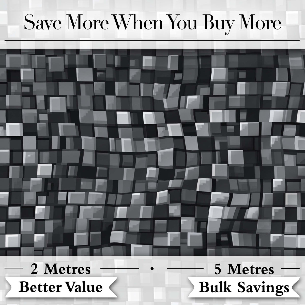 Monochrome Grey Pixel Block Abstract Seamless Pattern Digital Print Fabric by the Metre UK Sewing Quilting Textile
