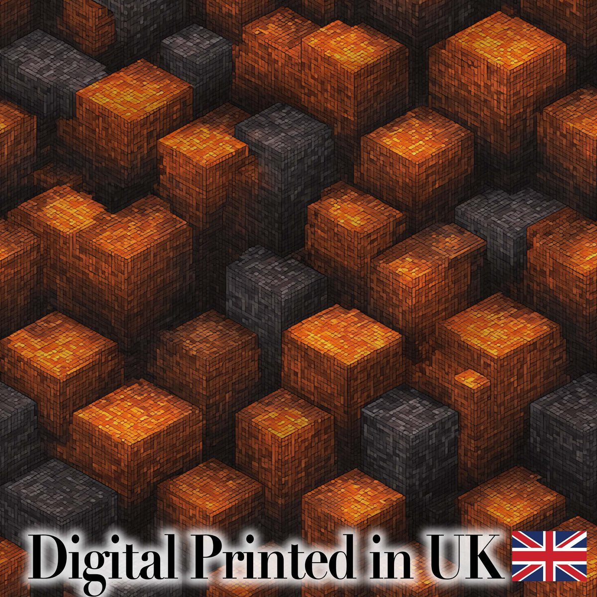Burnt Orange Grey 3D Cube Block Abstract Seamless Pattern Digital Print Fabric by the Metre UK Sewing Quilting Textile