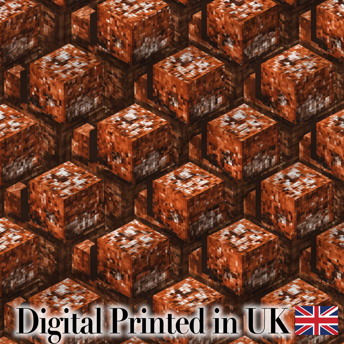 Rustic Brown Stone Cube Texture Abstract Seamless Pattern Digital Print Fabric by the Metre UK Sewing Quilting Textile