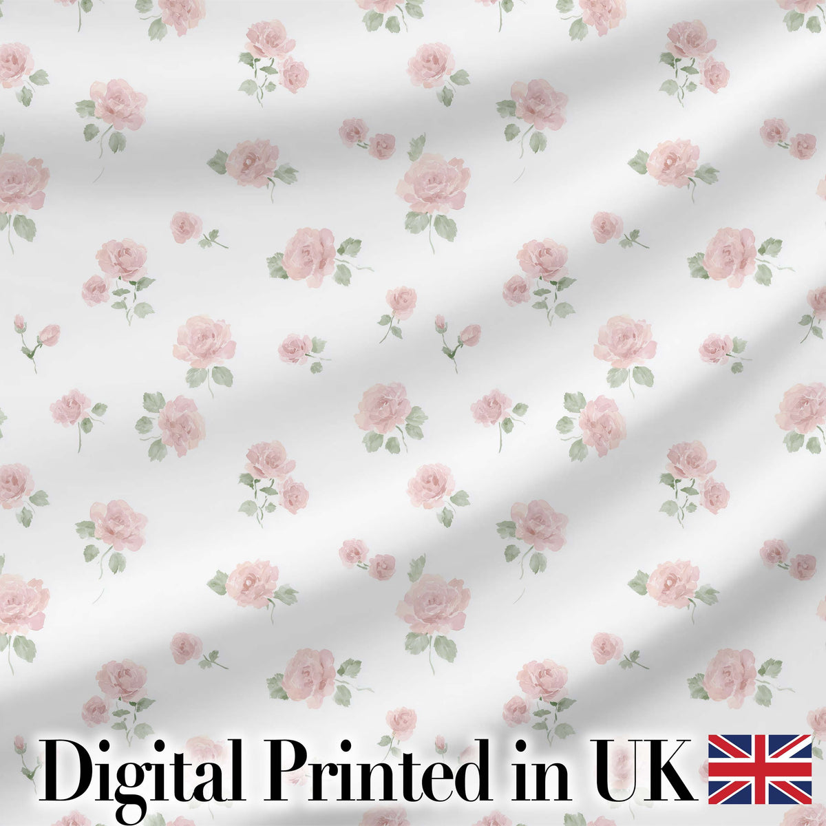 Soft Pink Watercolor Roses Floral Elegant Seamless Pattern Digital Print Fabric by the Metre UK Sewing Quilting Textile