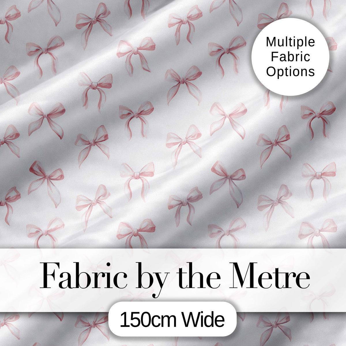 Soft Pink Watercolor Bows Minimal Elegant Seamless Pattern Digital Print Fabric by the Metre UK Sewing Quilting Textile