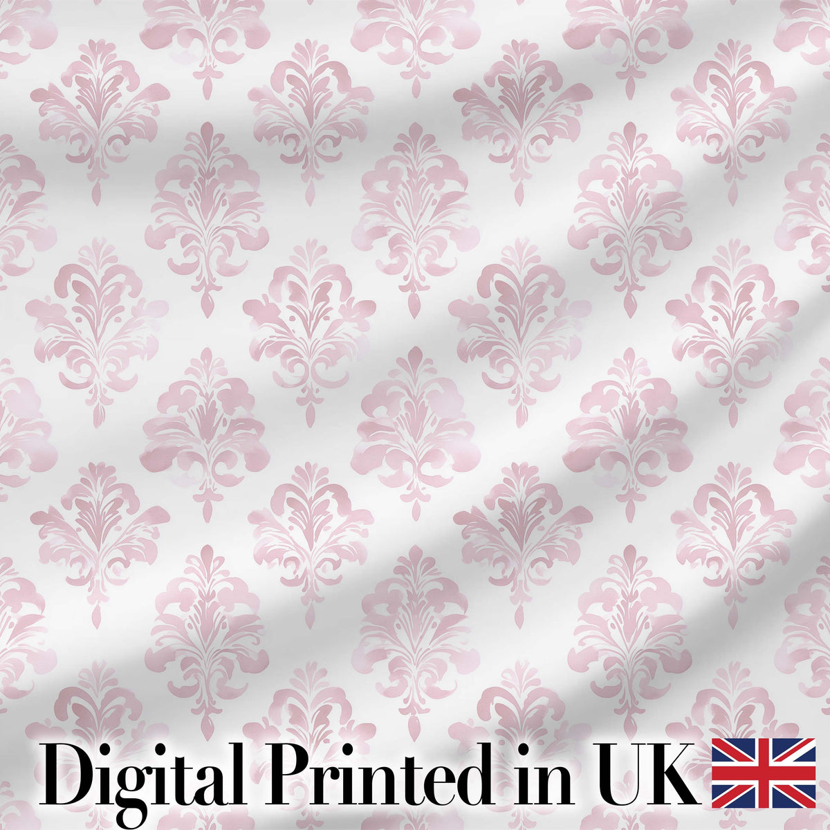 Soft Pink Large Damask Classic Elegant Vintage Seamless Pattern Digital Print Fabric by the Metre UK Sewing Quilting Textile
