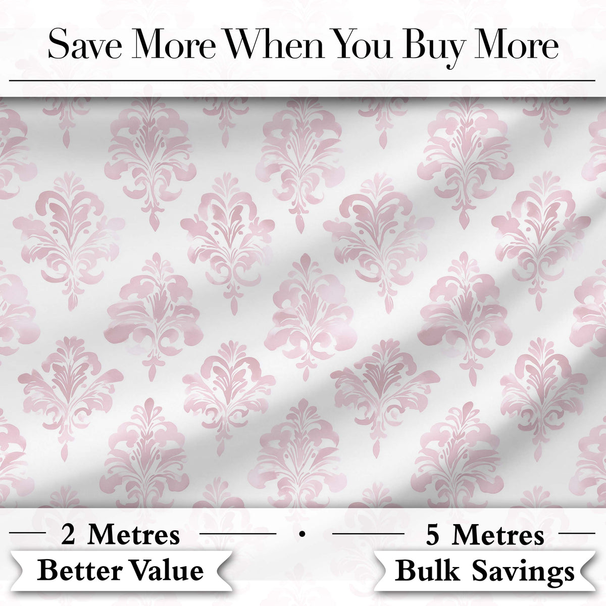 Soft Pink Large Damask Classic Elegant Vintage Seamless Pattern Digital Print Fabric by the Metre UK Sewing Quilting Textile