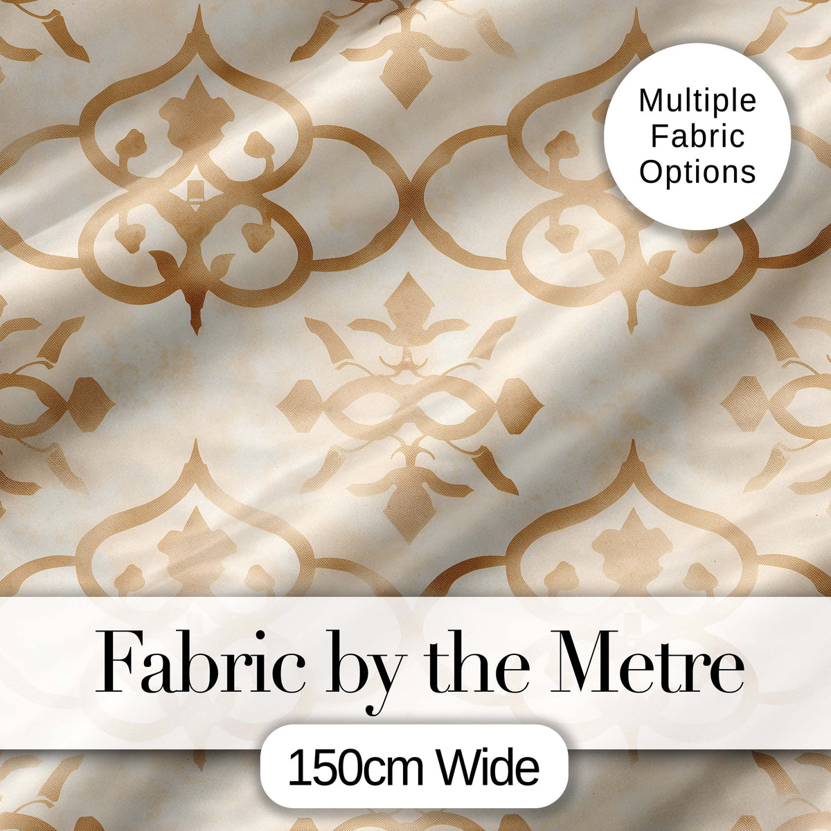 Neutral Beige Moroccan Geometric Tile Elegant Seamless Pattern Digital Print Fabric by the Metre UK Sewing Quilting Textile