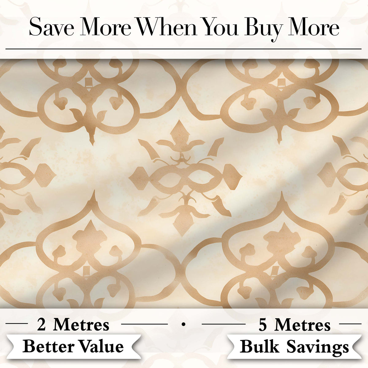 Neutral Beige Moroccan Geometric Tile Elegant Seamless Pattern Digital Print Fabric by the Metre UK Sewing Quilting Textile