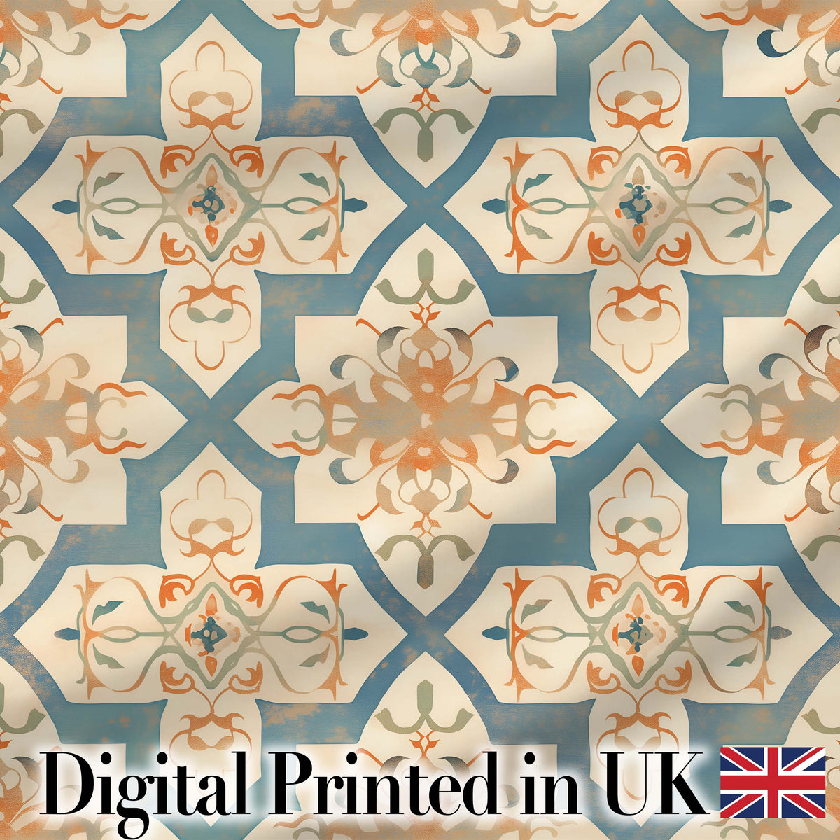 Soft Pastel Ornamental Tile Vintage Style Seamless Pattern Digital Print Fabric by the Metre UK Sewing Quilting Textile