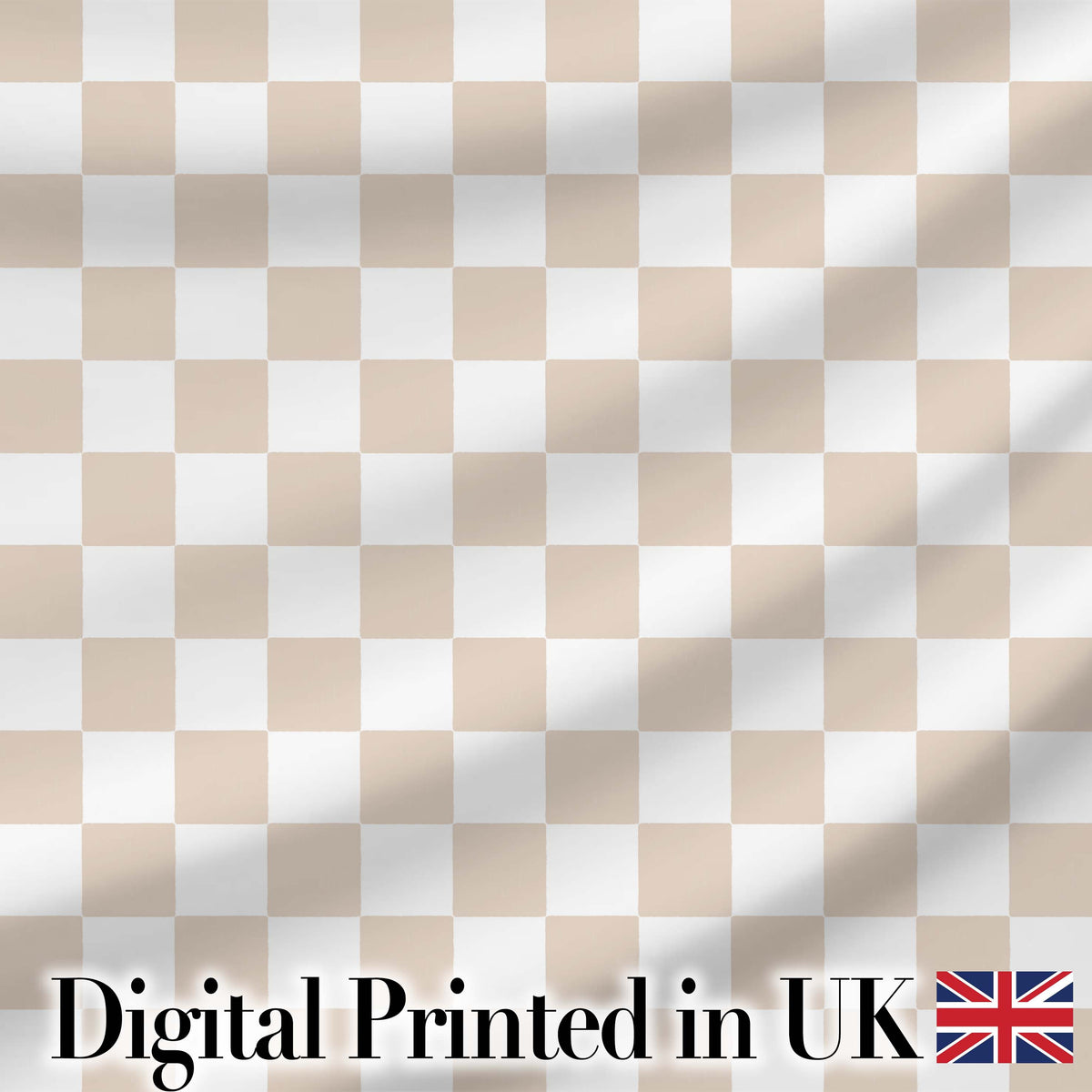 Soft Beige Square Checkerboard Seamless Pattern Digital Print Fabric by the Metre UK Sewing Quilting Textile