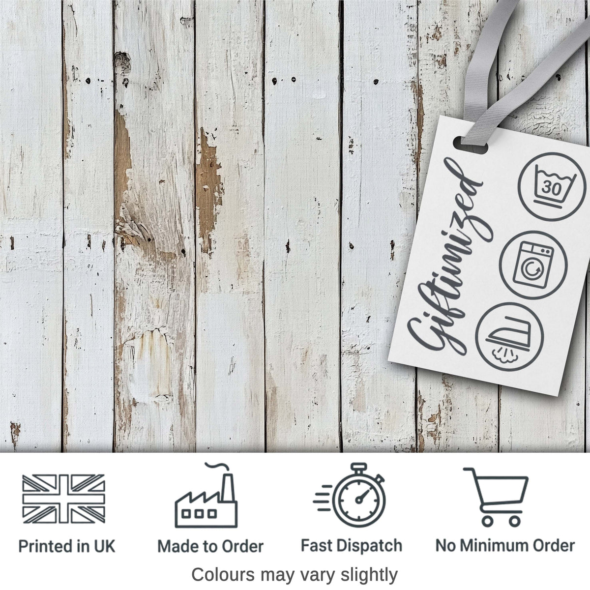 Weathered White Wooden Plank Rustic Farmhouse Seamless Pattern Digital Print Fabric by the Metre UK Sewing Quilting Textile