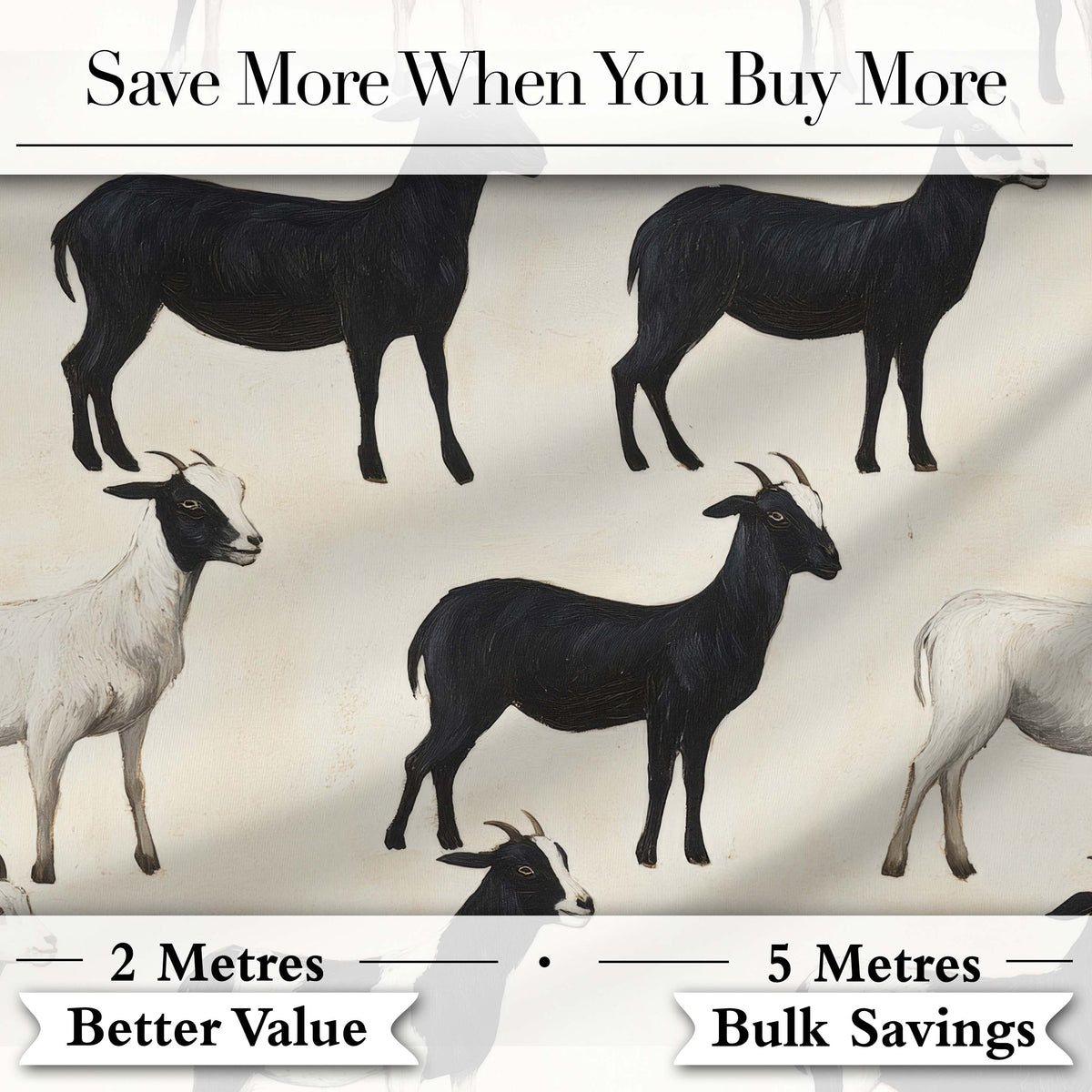 Minimal Goat Farm Animal Illustration Soft Neutral Seamless Pattern Digital Print Fabric by the Metre UK Sewing Quilting Textile