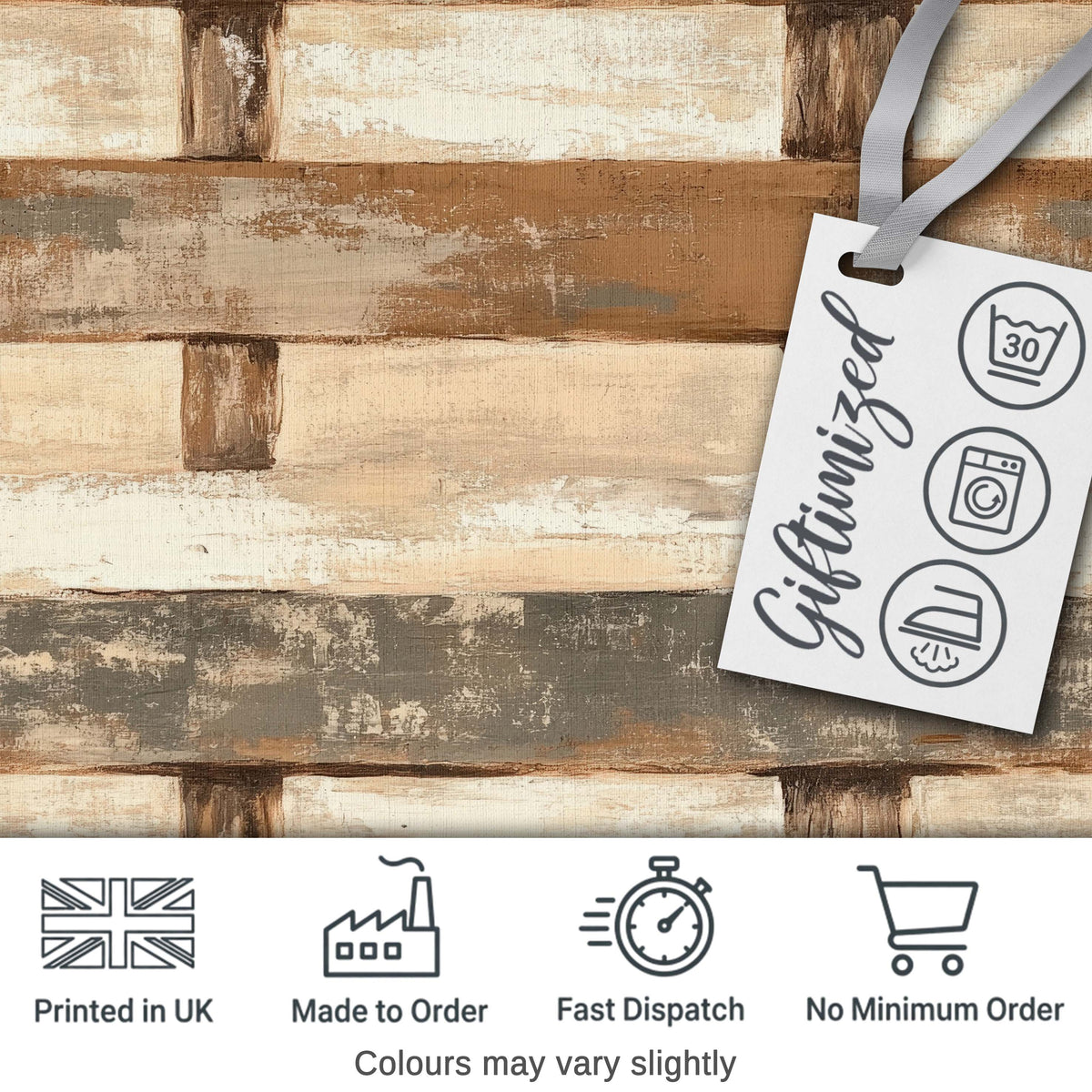 Rustic Wooden Plank Texture Farmhouse Style Seamless Pattern Digital Print Fabric by the Metre UK Sewing Quilting Textile