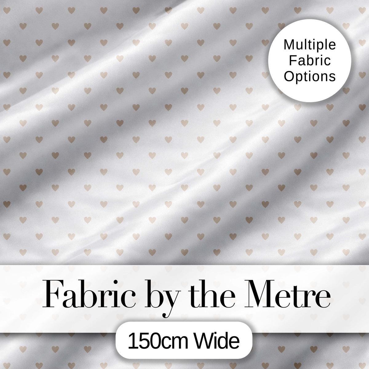 Cute Small Heart Polka Dot Pattern with Soft Neutral Background Seamless Design Digital Print Fabric by the Metre UK Sewing Quilting Textile