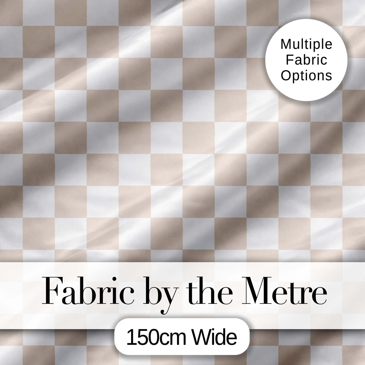 Minimalist Neutral Checkerboard Pattern in Beige and White Seamless Digital Print Fabric by the Metre UK Sewing Quilting Textile